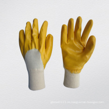 Guantes de trabajo de muñeca de punto tejidas con nitrilo amarillo